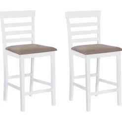 vidaXL Taburetes de cocina 2 unidades tela blanco Blanco y marr&oacute;n Sale