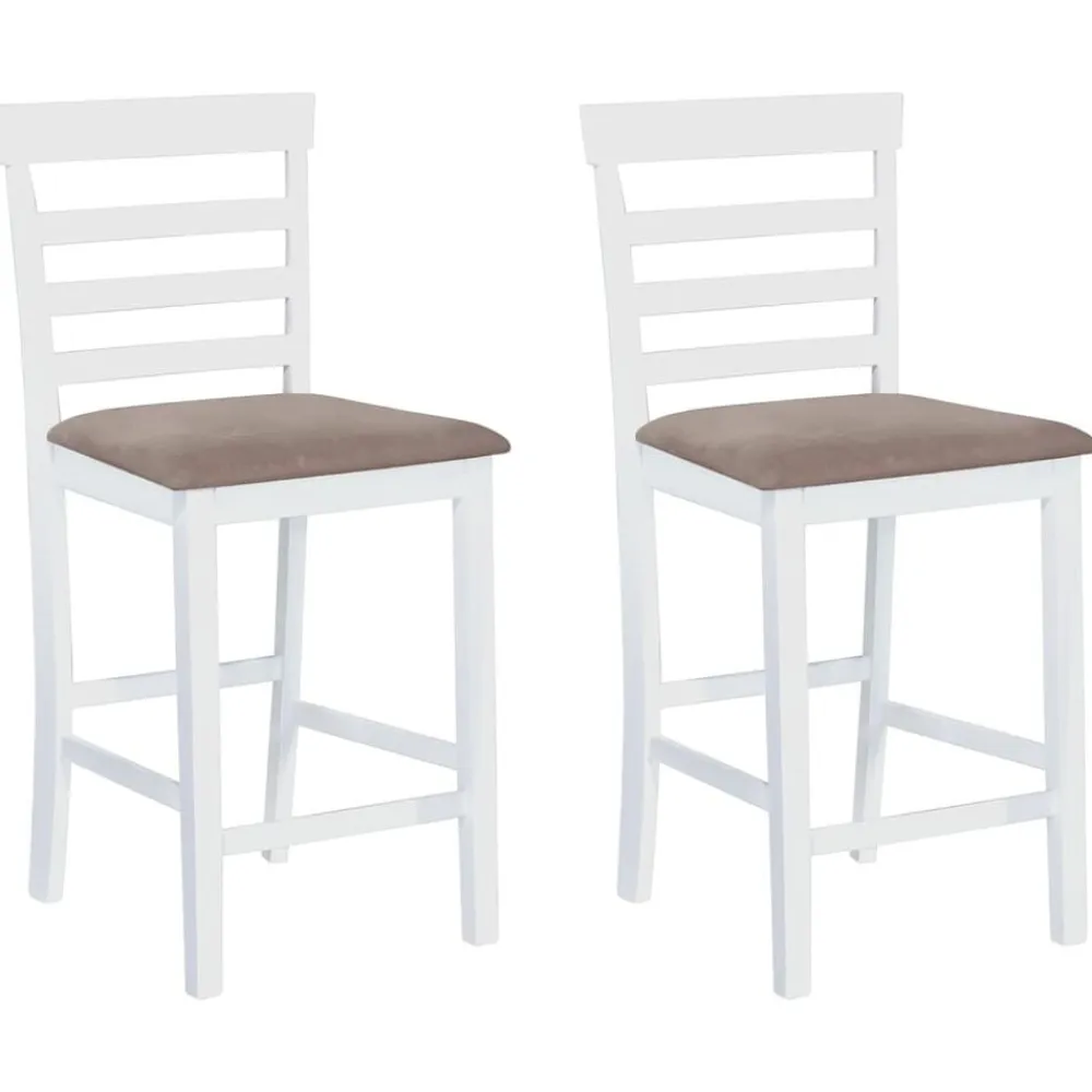 vidaXL Taburetes de cocina 2 unidades tela blanco Blanco y marrón Sale