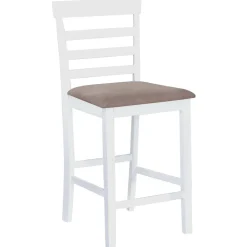 vidaXL Taburetes de cocina 2 unidades tela blanco Blanco y marr&oacute;n Sale