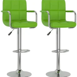 vidaXL Taburetes de cocina 2 unidades cuero sintético Verde Discount