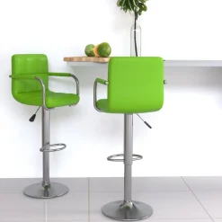 vidaXL Taburetes de cocina 2 unidades cuero sintético Verde Discount