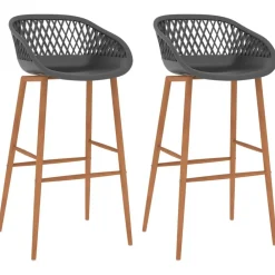 vidaXL Taburetes de cocina 2 unidades gris Gris y marrón Online