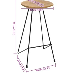 vidaXL Sillas-Taburetes de cocina 2 unidades madera maciza de teca