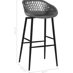 vidaXL Taburetes de cocina 2 unidades gris Gris y negro Hot