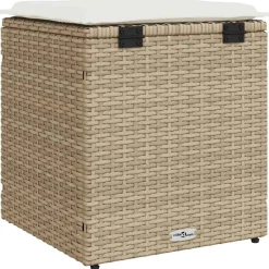 vidaXL Muebles De Jardín-Taburetes de jardín con cojines 2 uds beige 40x40x43 cm