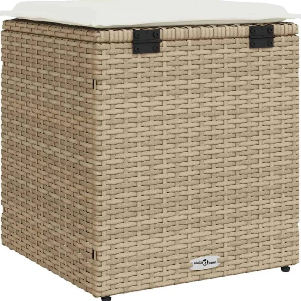 vidaXL Muebles De Jardín-Taburetes de jardín con cojines 2 uds beige 40x40x43 cm