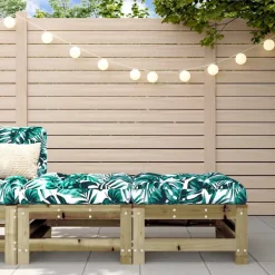 vidaXL Taburetes de jardín con cojines 2 uds madera de pino impregnada pino impregnado Outlet