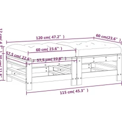 vidaXL Taburetes de jardín con cojines 2 uds madera de pino impregnada pino impregnado Outlet