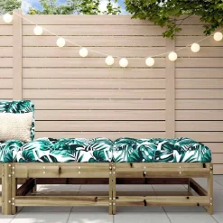 vidaXL Taburetes de jardín con cojines 2 uds madera de pino impregnada Impregnado natural New