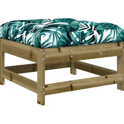 vidaXL Taburetes de jardín con cojines 2 uds madera de pino impregnada Impregnado natural New