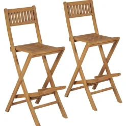 vidaXL Muebles De Jardín-Taburetes plegables de bar de jardín 2 uds madera teca maciza