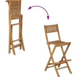 vidaXL Muebles De Jardín-Taburetes plegables de bar de jardín 2 uds madera teca maciza