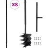 vidaXL Taladro de tierra con mango 250 mm tubo de extensión 8 m acero