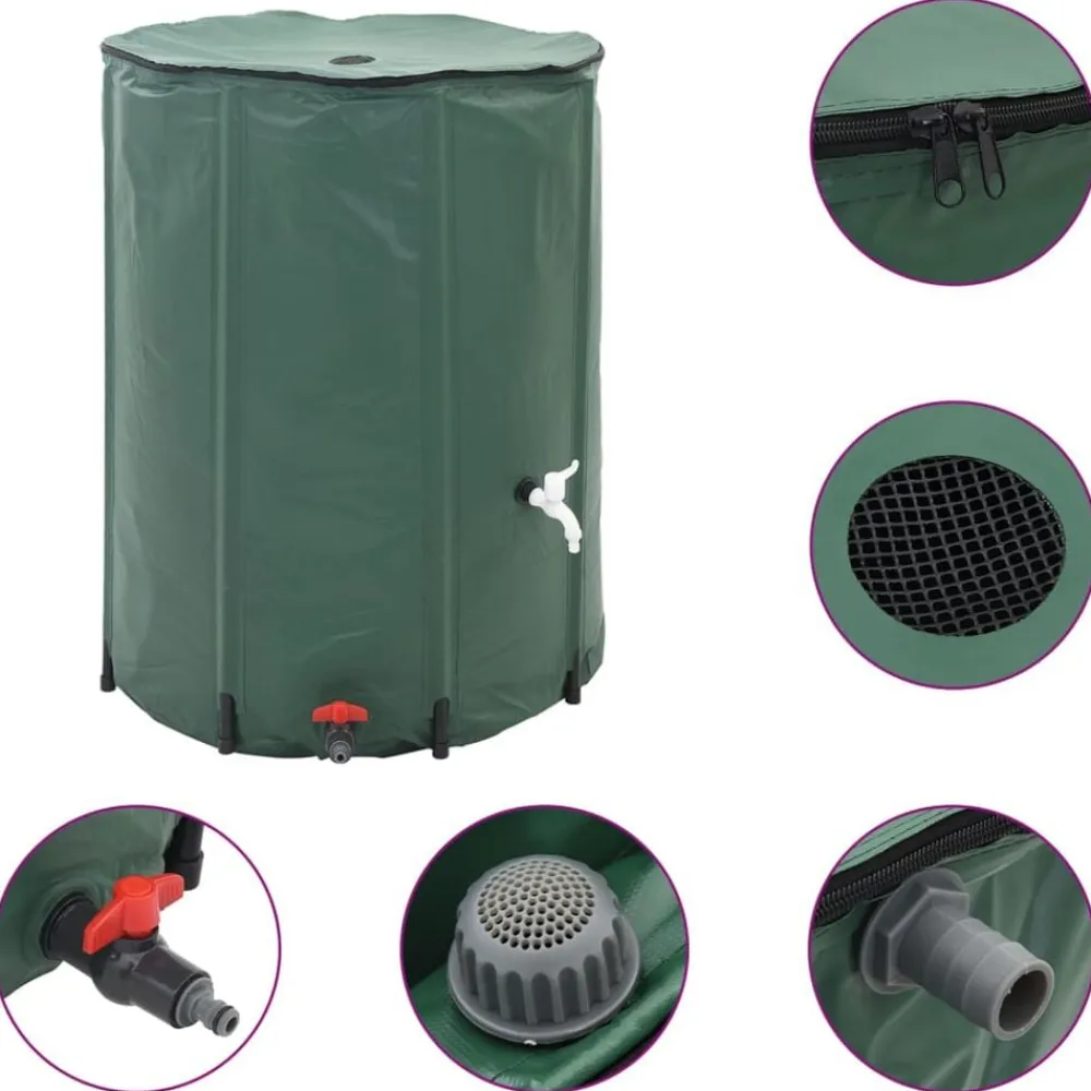 vidaXL Tanque de agua de lluvia plegable 750 L Verde Hot