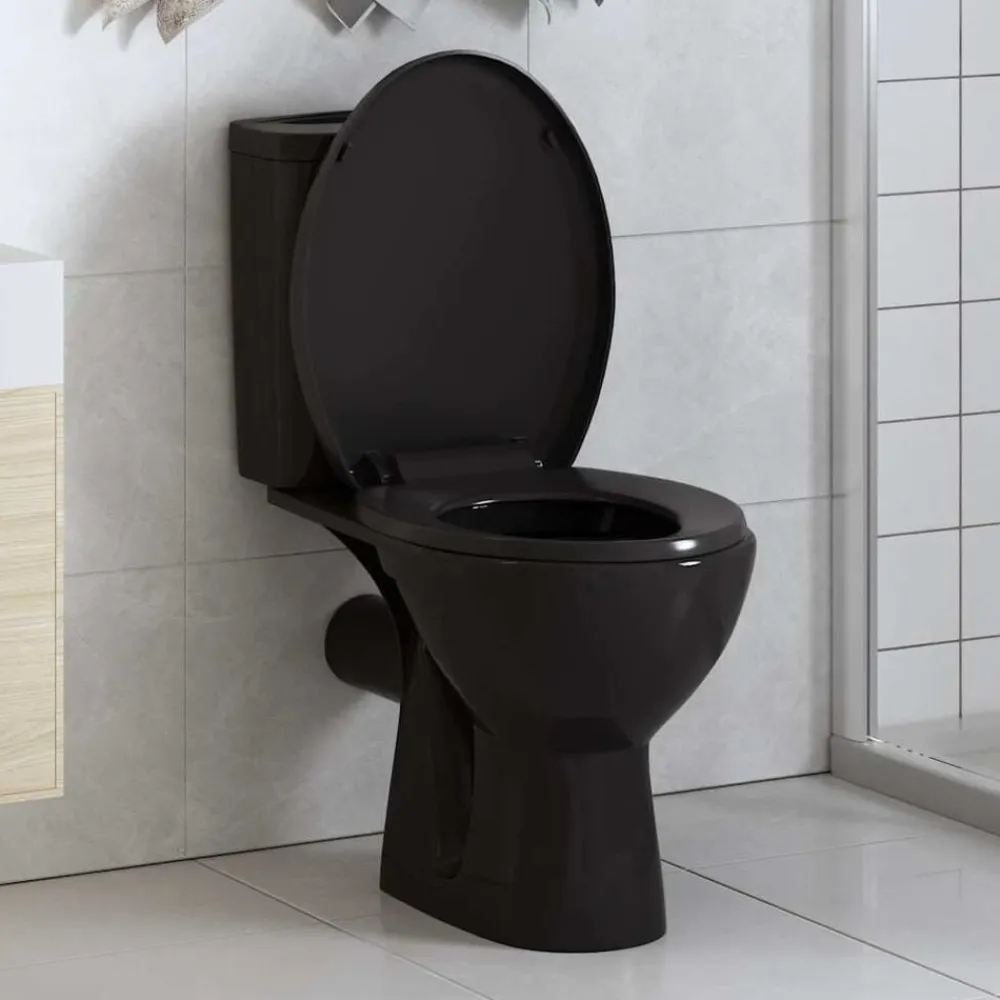 vidaXL Tapa de váter cierre suave y desenganche rápido negra Negro New