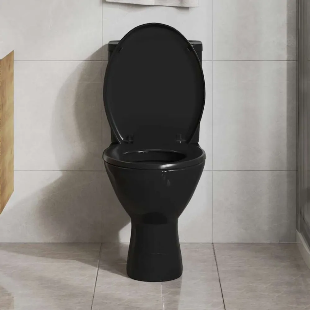 vidaXL Tapa de váter cierre suave y desenganche rápido negra Negro New