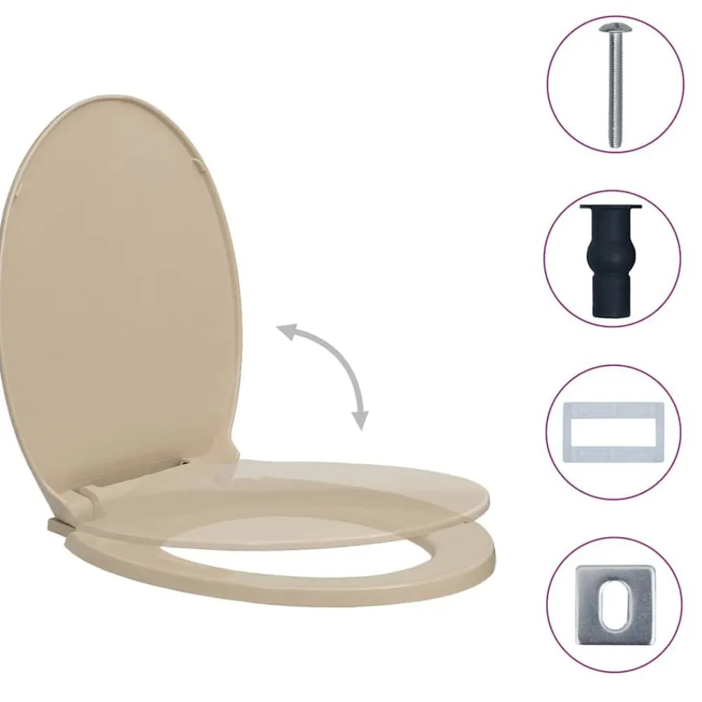 vidaXL Tapa de váter con cierre suave desenganche rápido ovalada Beige New