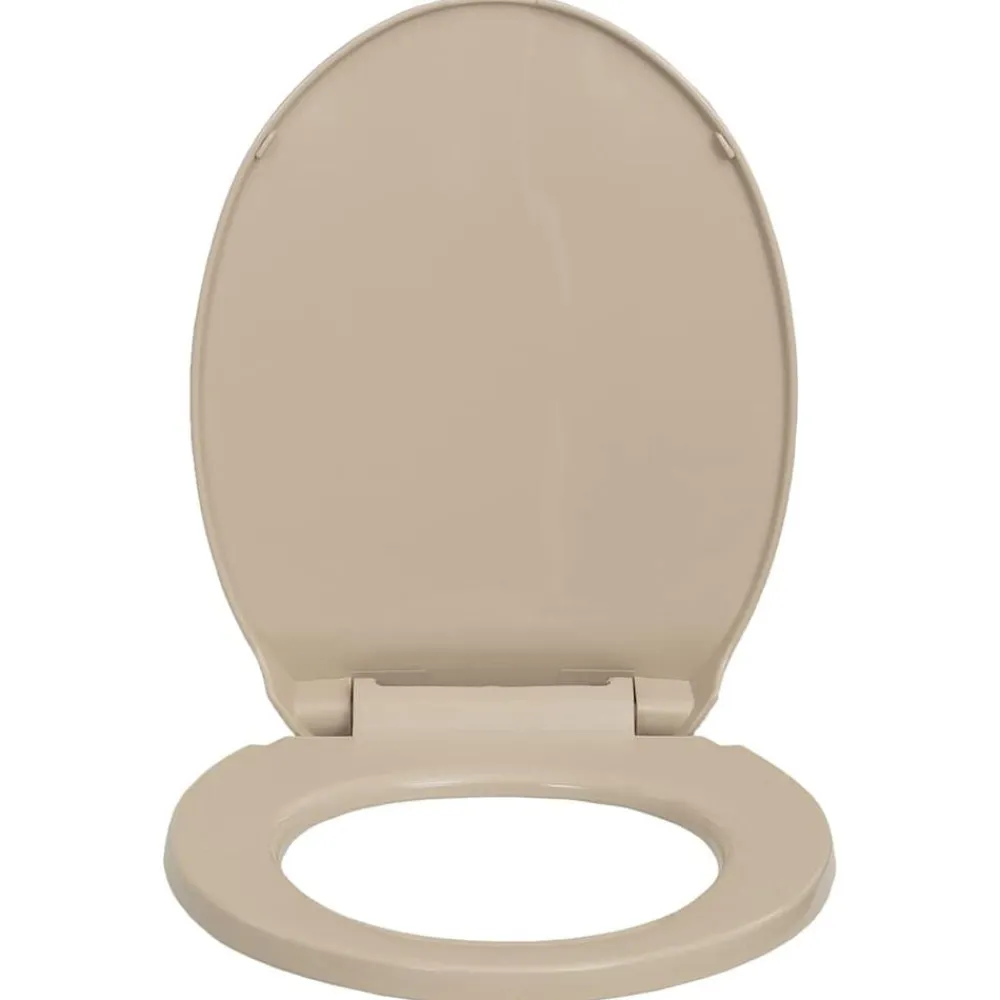 vidaXL Tapa de váter con cierre suave desenganche rápido ovalada Beige New