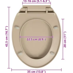 vidaXL Tapa de váter con cierre suave desenganche rápido ovalada Beige New