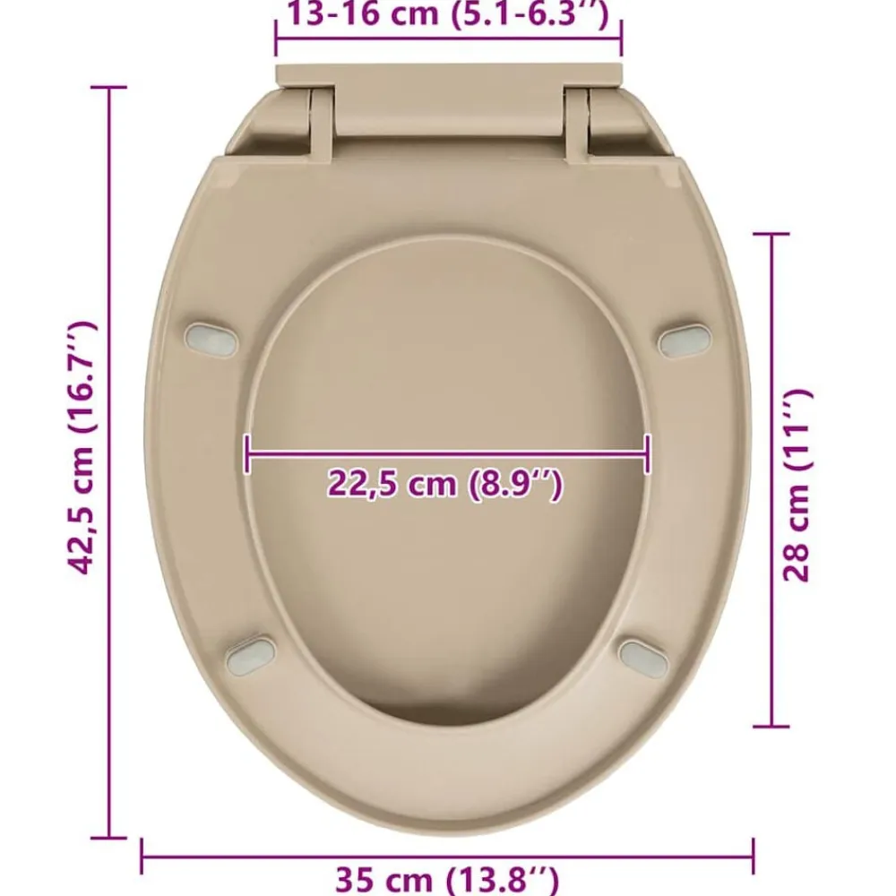 vidaXL Tapa de váter con cierre suave desenganche rápido ovalada Beige New