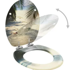 vidaXL Tapa de váter WC de cierre suave MDF diseño de playa
