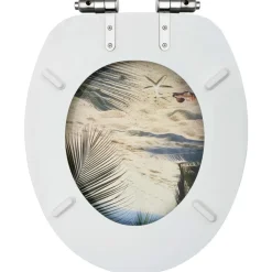vidaXL Tapa de váter WC de cierre suave MDF diseño de playa