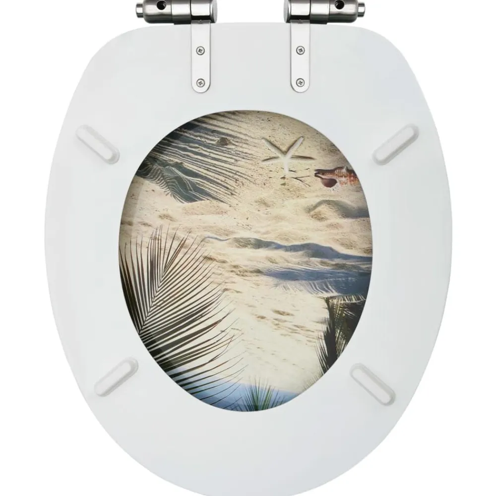 vidaXL Tapa de váter WC de cierre suave MDF diseño de playa