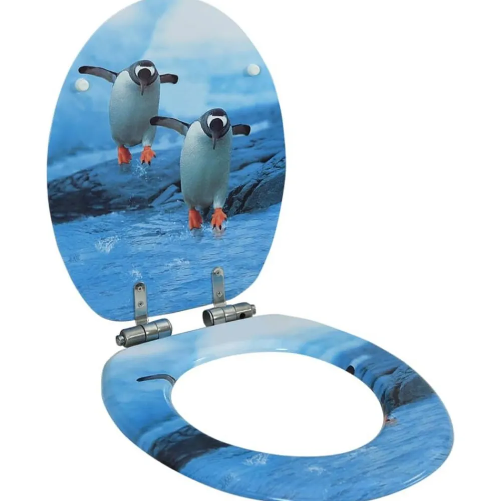 vidaXL Tapa de váter WC de cierre suave MDF diseño de pingüinos Sale
