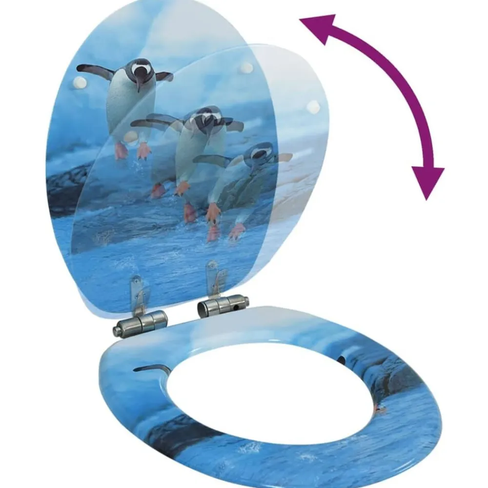vidaXL Tapa de váter WC de cierre suave MDF diseño de pingüinos Sale
