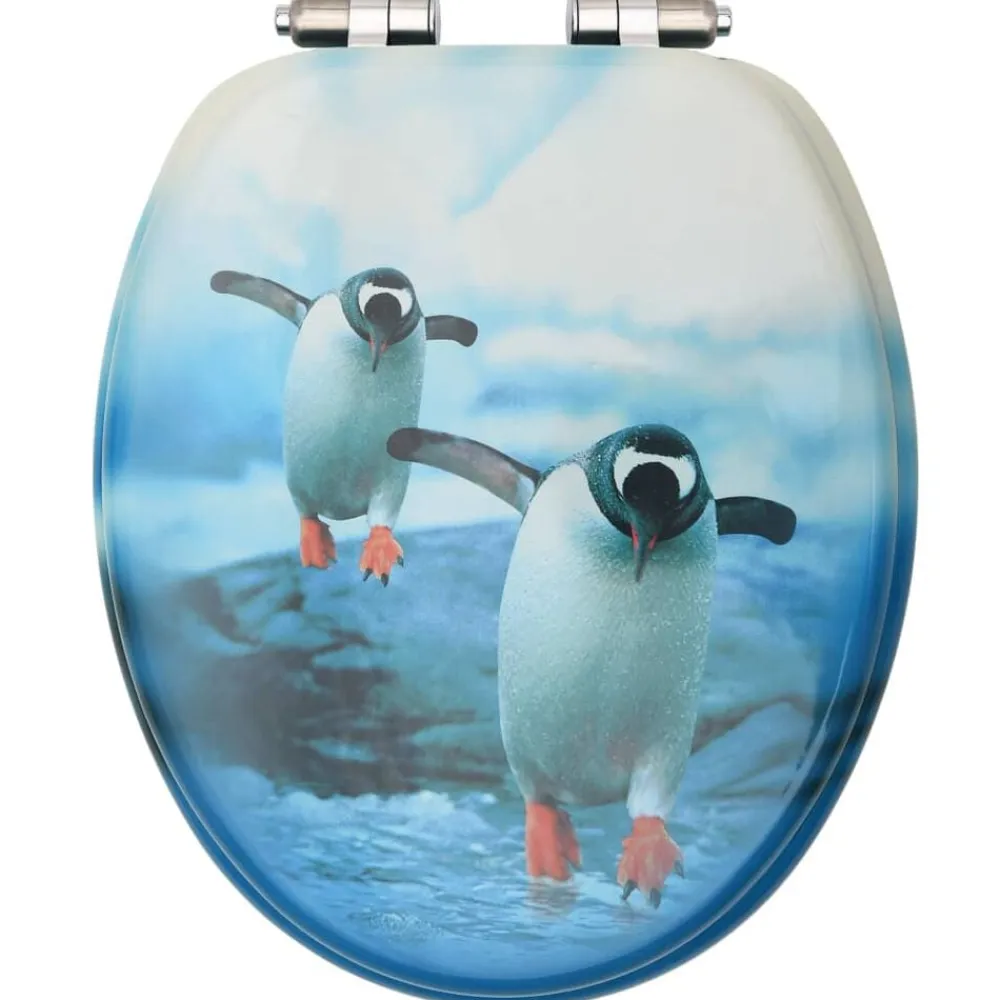 vidaXL Tapa de váter WC de cierre suave MDF diseño de pingüinos Sale