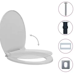 vidaXL Tapa de WC cierre suave desenganche rápido ovalada Gris claro Online
