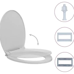 vidaXL Fontanería-Tapa y asiento de váter con cierre suave ovalada