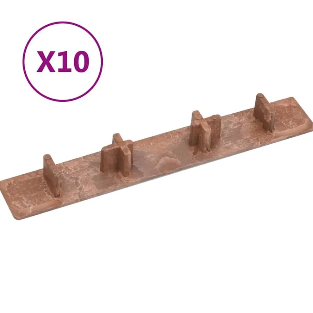 vidaXL Materiales De Construcción-Tapas de extremo de plataforma 10 unidades plástico marrón