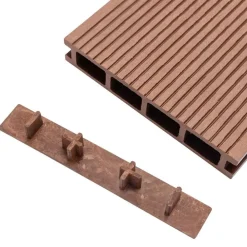 vidaXL Materiales De Construcción-Tapas de extremo de plataforma 10 unidades plástico marrón