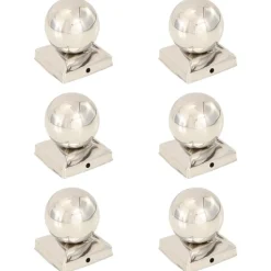 vidaXL Vallas De Jardín-Tapas para postes 6 uds acero inoxidable globo final 91x91 mm