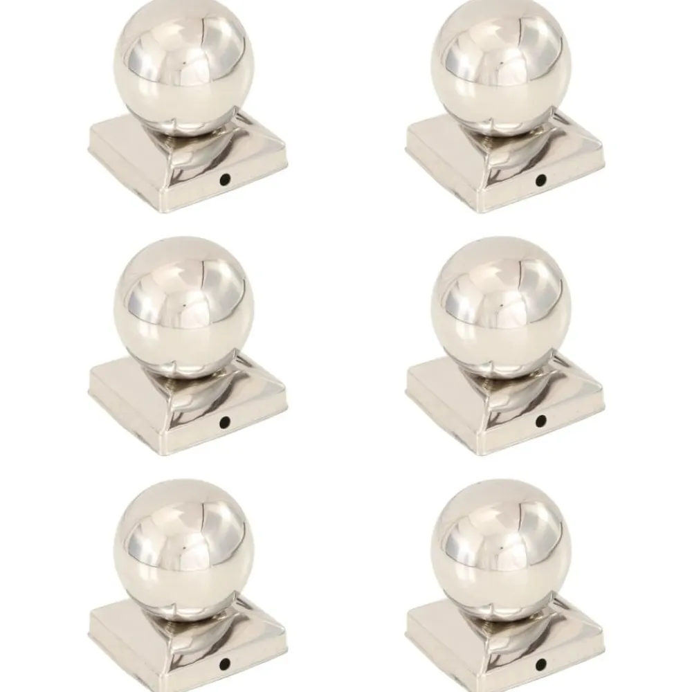 vidaXL Vallas De Jardín-Tapas para postes 6 uds acero inoxidable globo final 91x91 mm