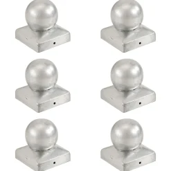 vidaXL Tapas para postes 6 uds metal galvanizado globo final 71x71 mm New
