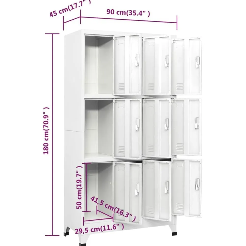 vidaXL Taquilla con 9 compartimentos acero 90x45x180 cm Gris Best