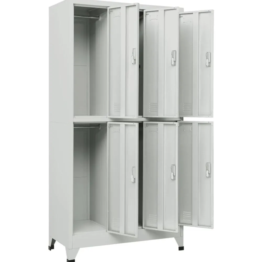 vidaXL Armarios Y Almacenamiento-Taquilla con 6 compartimentos acero 90x45x180 cm