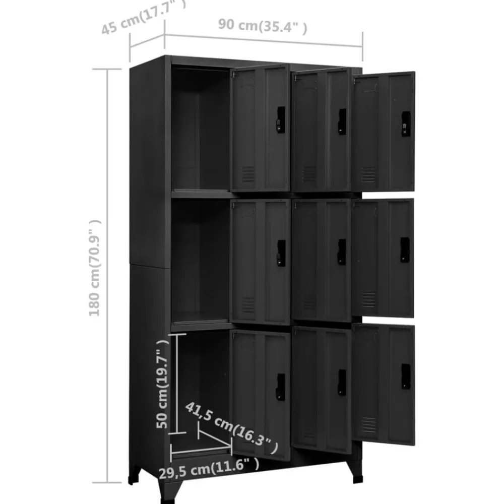 vidaXL Taquilla de acero gris 90x45x180 cm Antracita Discount