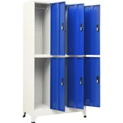 vidaXL Taquilla de acero 90x45x180 cm Gris y azul Discount