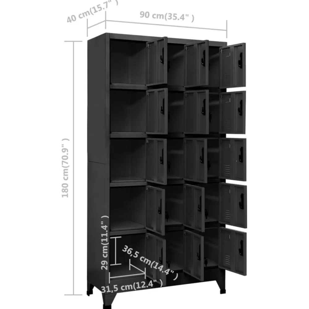 vidaXL Taquilla de acero gris 90x40x180 cm Antracita Hot