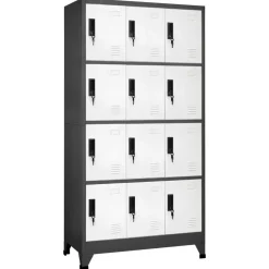 vidaXL Taquilla de acero gris 90x45x180 cm Antracita y blanco Discount