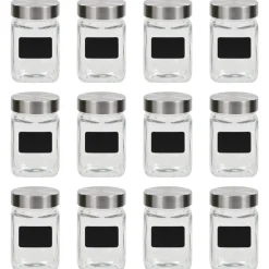 vidaXL Tarros de almacenaje con pegatina 12 unidades 300 ml Outlet