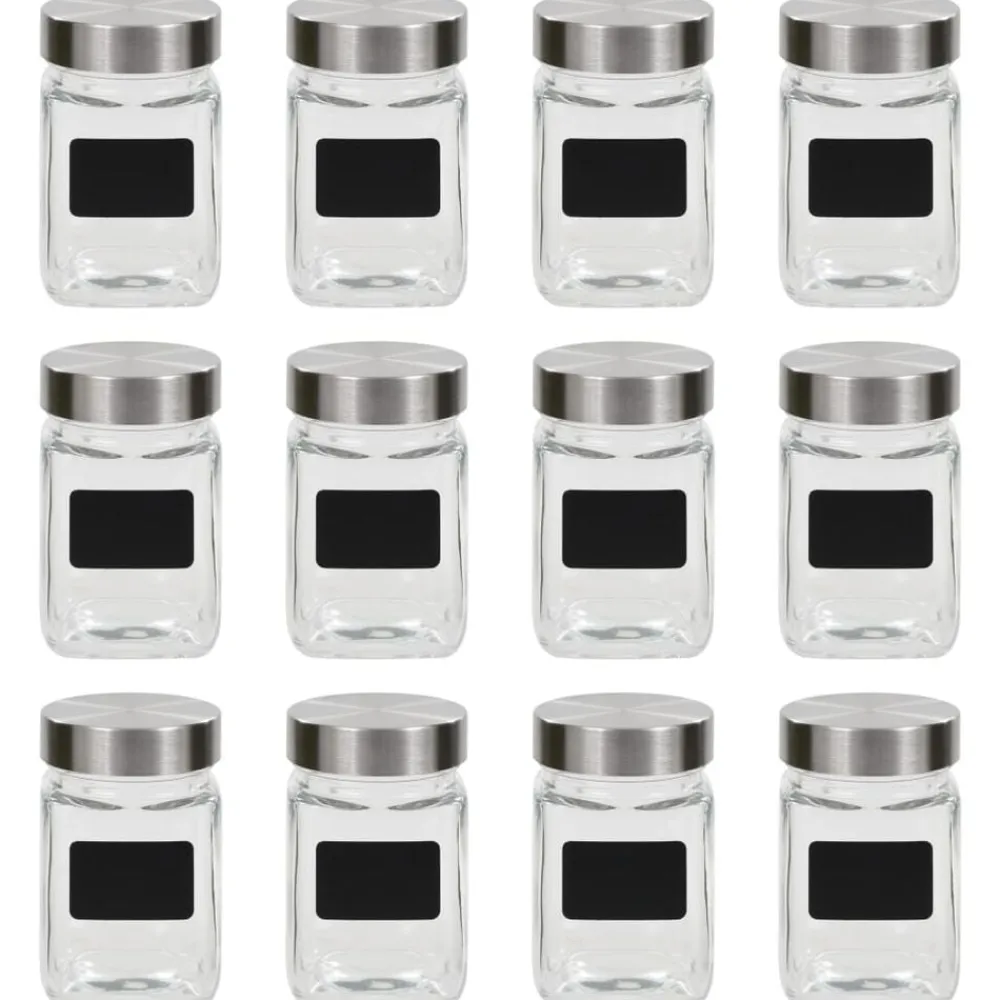 vidaXL Tarros de almacenaje con pegatina 12 unidades 300 ml Outlet
