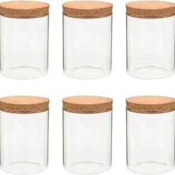 vidaXL Tarros de almacenaje con tapa de corcho 6 unidades 650 ml Hot