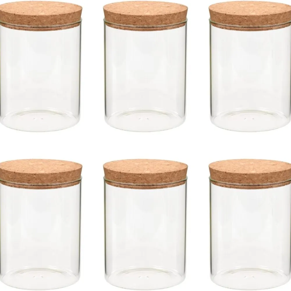vidaXL Tarros de almacenaje con tapa de corcho 6 unidades 650 ml Hot