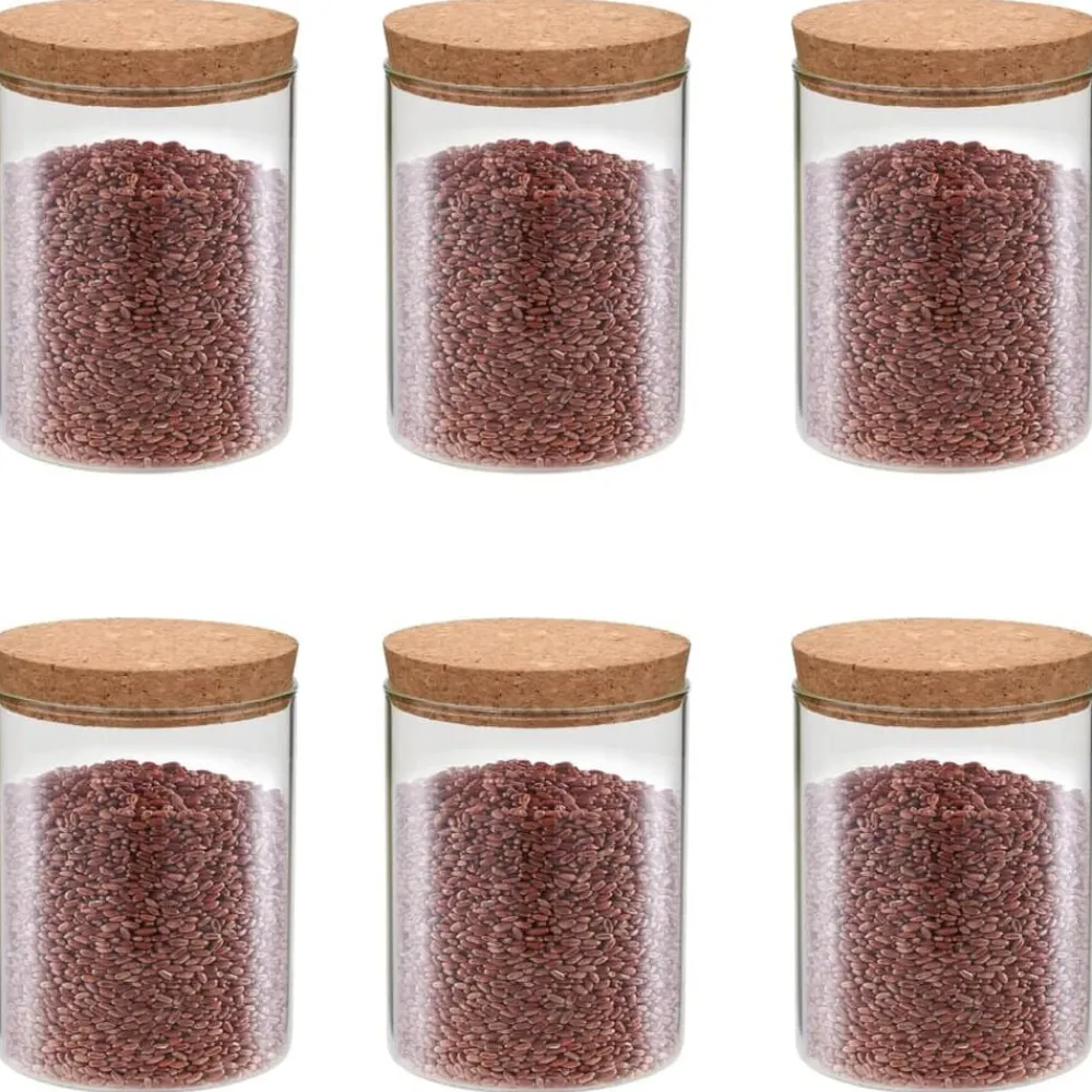 vidaXL Tarros de almacenaje con tapa de corcho 6 unidades 650 ml Hot