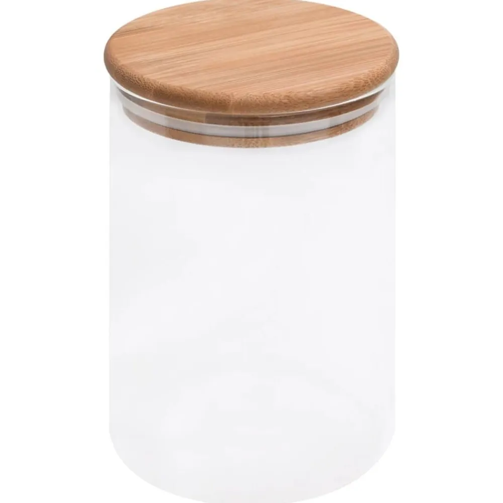 vidaXL Tarros de almacenaje con tapa de bambú 4 unidades 800 ml Discount