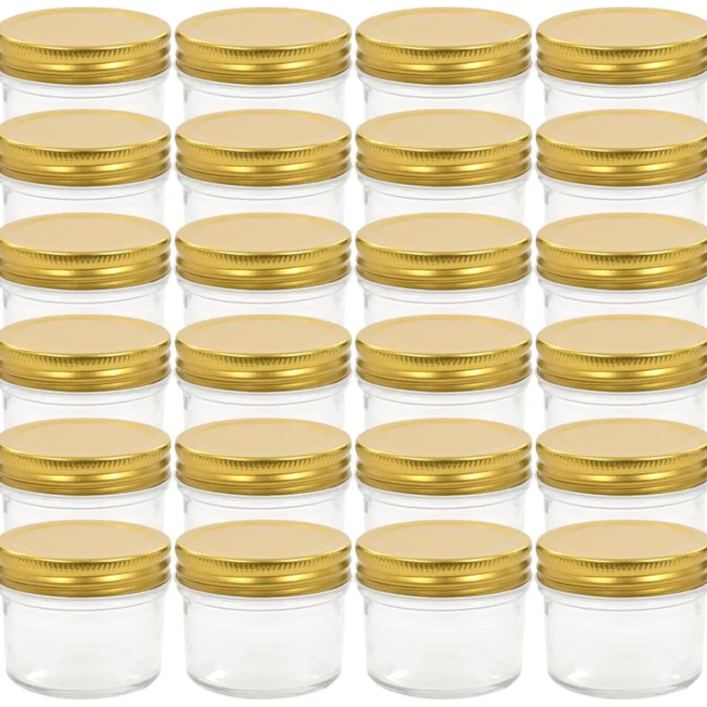vidaXL Cocina Y Comedor-Tarros de mermelada de vidrio tapa dorada 24 uds 110 ml